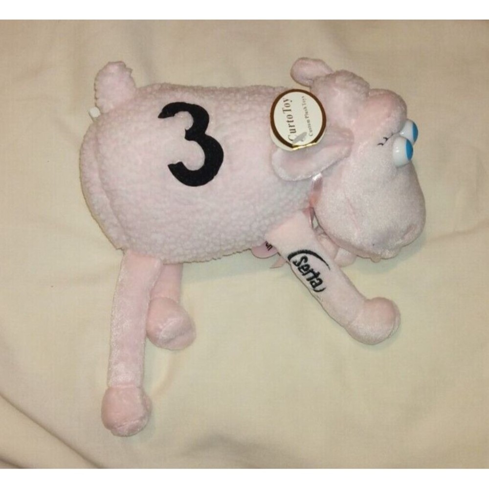 SERTA Pink Sheep #3 8" Plush Blue Eyes Breast Cancer Research Curto NWT